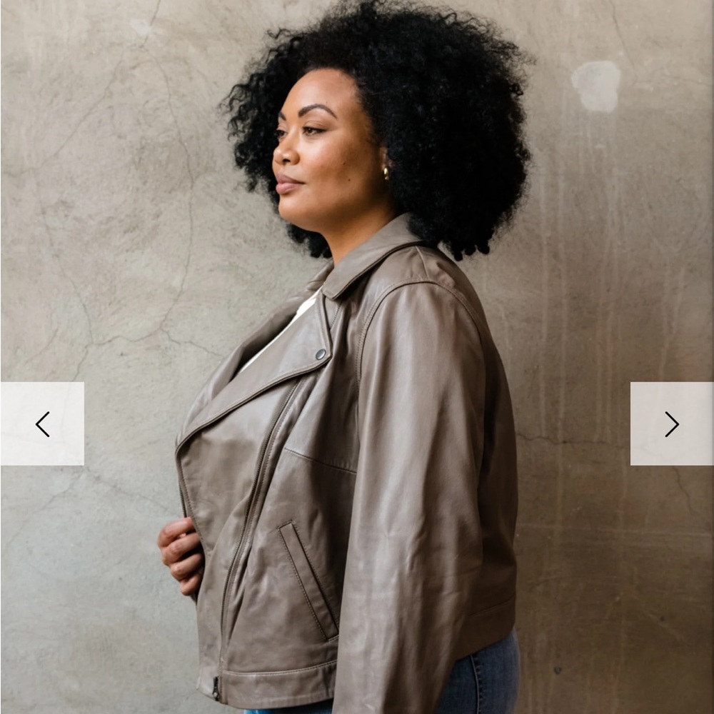 NWT ABLE Maha Leather Moto Jacket color Slate 1X $398